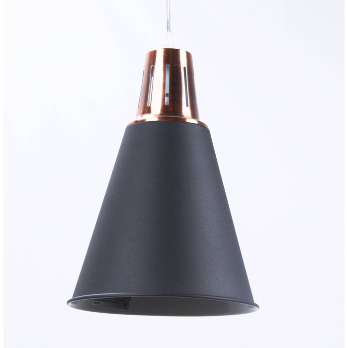 LAMP. COLGANTE NEGRO Y COBRE 1L E27 60W