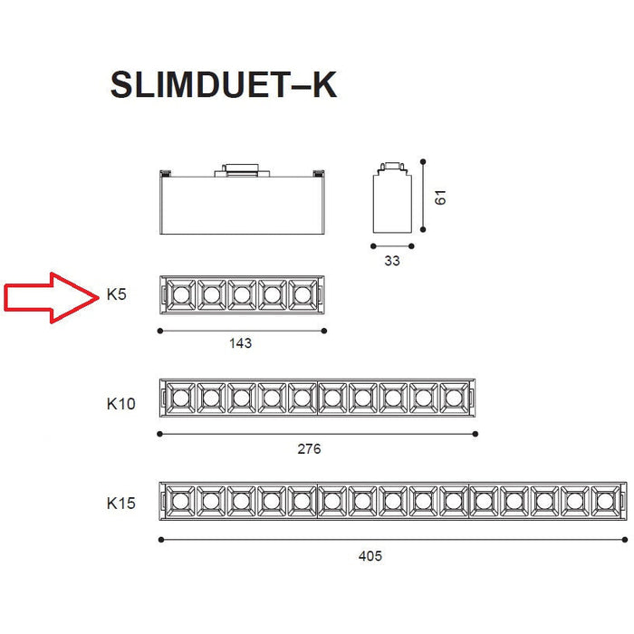 Lámpara Led Lineal Slim Negro 1L 11W 24V 3000K Beam Angle 30°