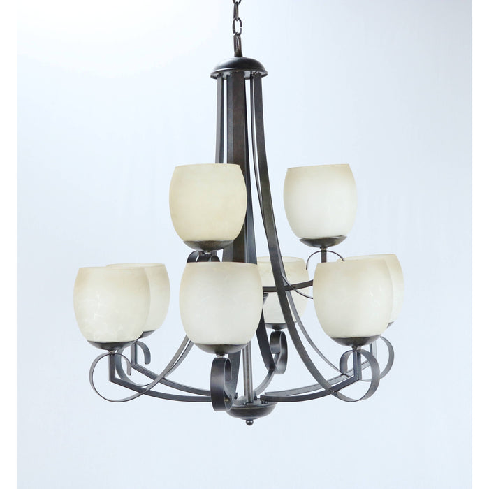 LAMP. COLGANTE CREMA CEPILLADO NEGRO 9L E27 60W