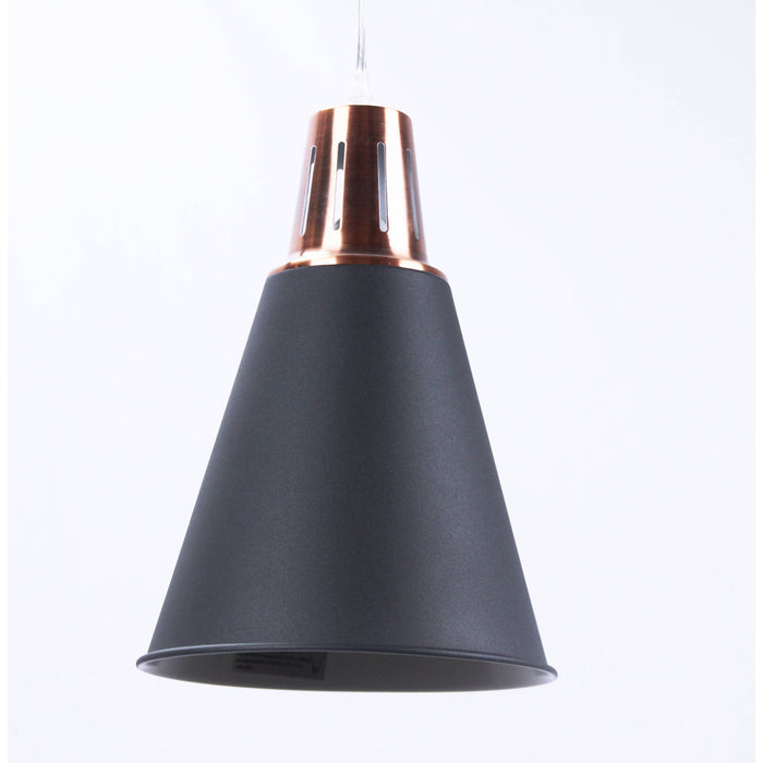 LAMP. COLGANTE NEGRO Y COBRE 1L E27 60W