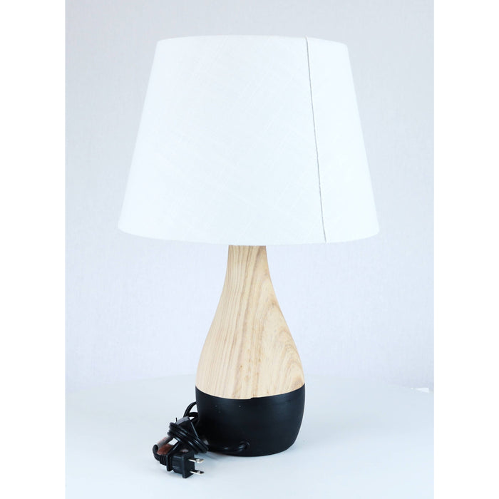 LAMP. MESA NEGRO Y MADERA 1L E27 60W