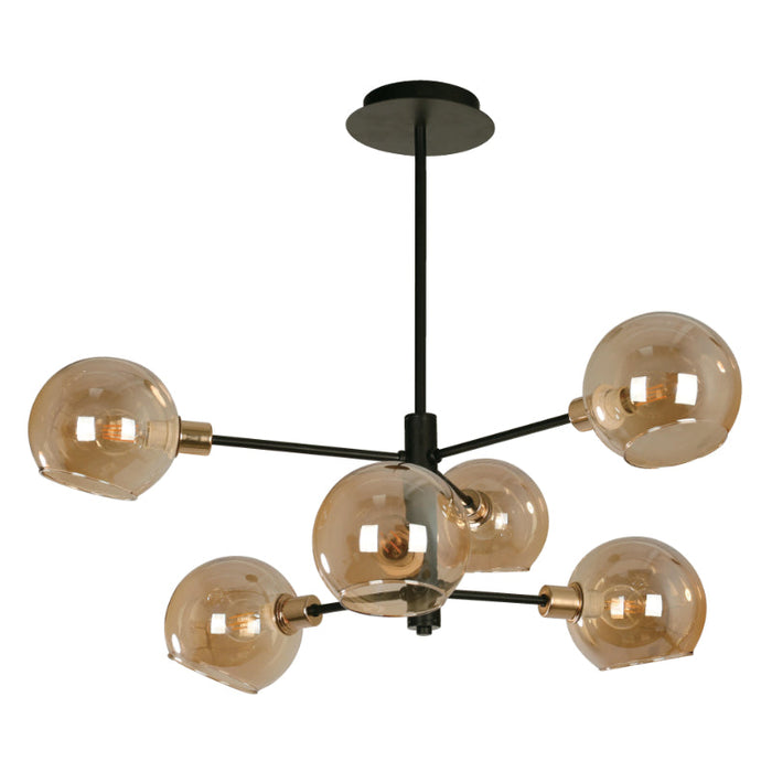LAMP. TECHO NEGRO+DORADO FRANCÉS 6L E14 40W