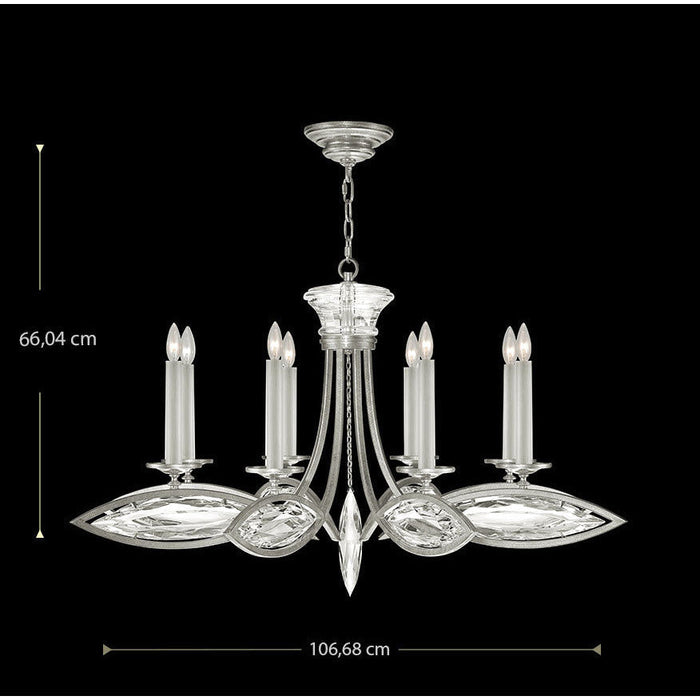 LAMP. COLGANTE ROUND CHANDELIER MARQUISE PLATEADO 8L E14 60W