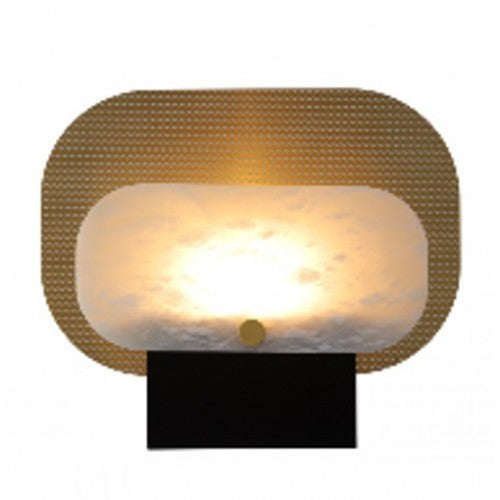 LAMP. DE MESA NEGRO, DORADO Y MÁRMOLEADO 1L G9 3W