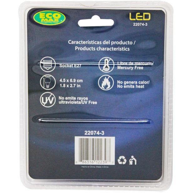 BOMBILLO LED G45 E27 1W 120V AZUL 2 PIEZAS