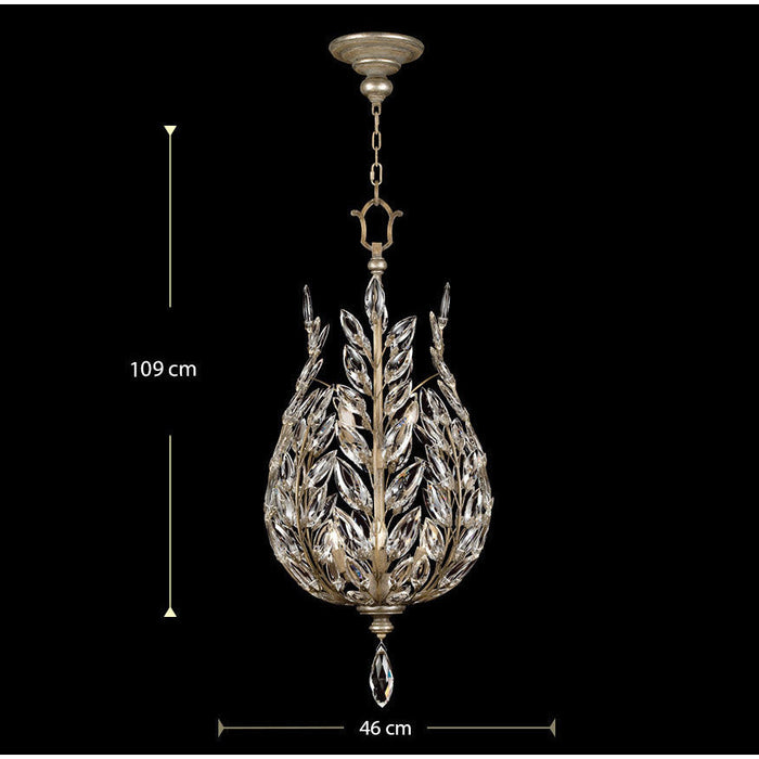 LAMP. COLGANTE CRISTAL LAUREL LANTERN PLATEADO 6L E14 60W