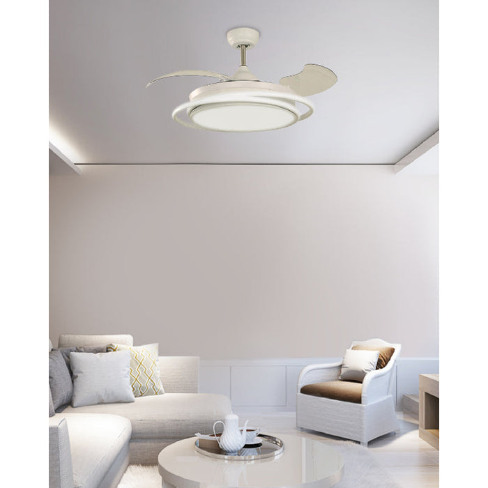 VENTILADOR LED DE TECHO 42"BLANCO 36W 3000/4000/5700K DC (ASPAS PLEGABLES)