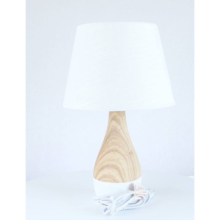 LAMP. MESA BLANCO Y MADERA 1L E27 60W