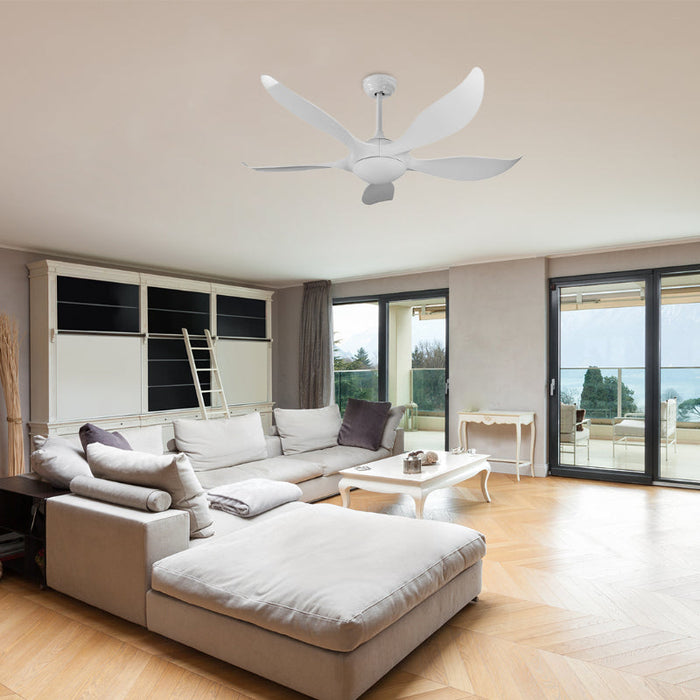 VENTILADOR LED DE TECHO 52" BLANCO 18W 120V 3000K CON CONTROL REMOTO (DC MOTOR)