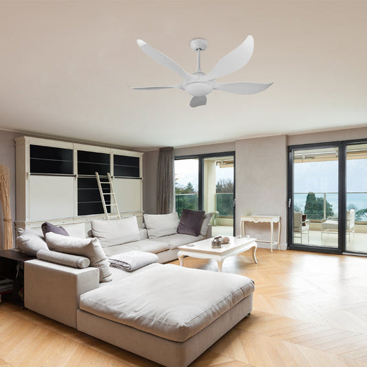 VENTILADOR LED DE TECHO 52" BLANCO 18W 120V 3000K CON CONTROL REMOTO (DC MOTOR)