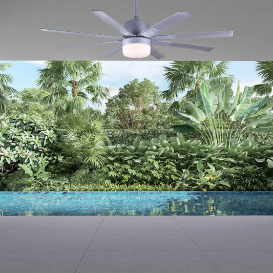 VENTILADOR LED DE TECHO 60" NÍQUEL SATINADO 1L 24W 3000K CON CONTROL REMOTO (DC MOTOR)