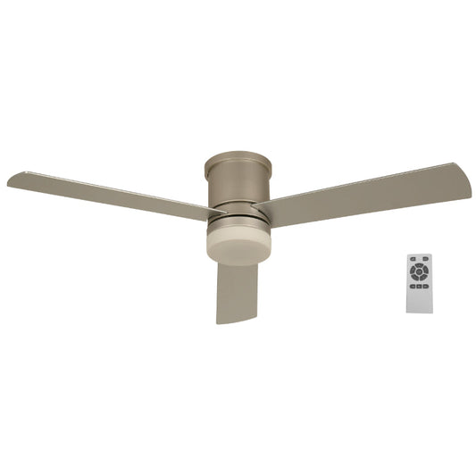 Ventilador Led De Techo 52" Plateado 1L 18W 3000K Con Control Remoto (Dc Motor)