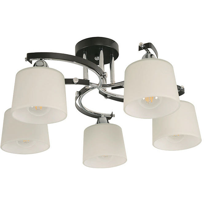 Lámpara Techo Cromo+Negro 5L E27 60W