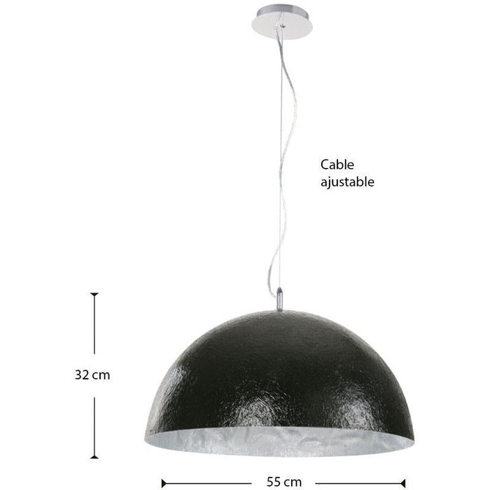 LAMP. COLGANTE NEGRO Y PLATEADO 3L E27 60W