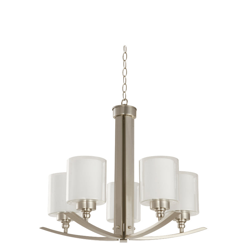 LAMP. COLGANTE NÍQUEL SATINADO 5L E27 40W