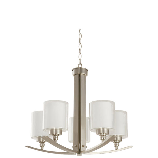 LAMP. COLGANTE NÍQUEL SATINADO 5L E27 40W