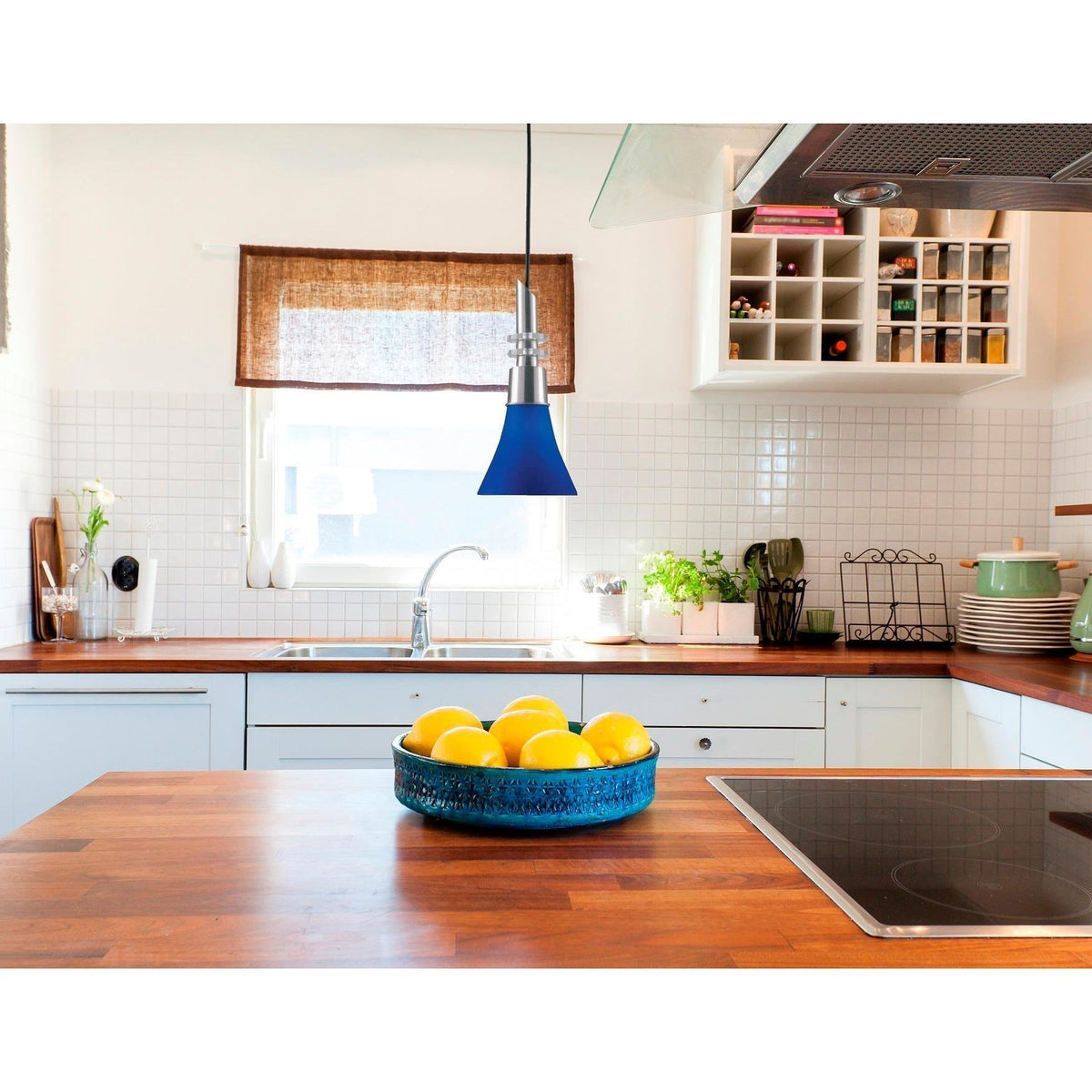 LAMP. COLGANTE AZUL 1L E27 60W