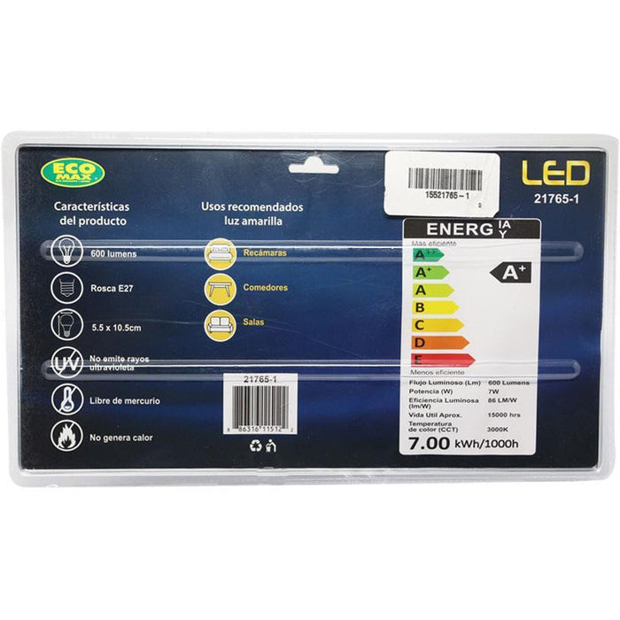 BOMBILLO LED A55 E27 7W 85-265V 3000K 4 PIEZAS