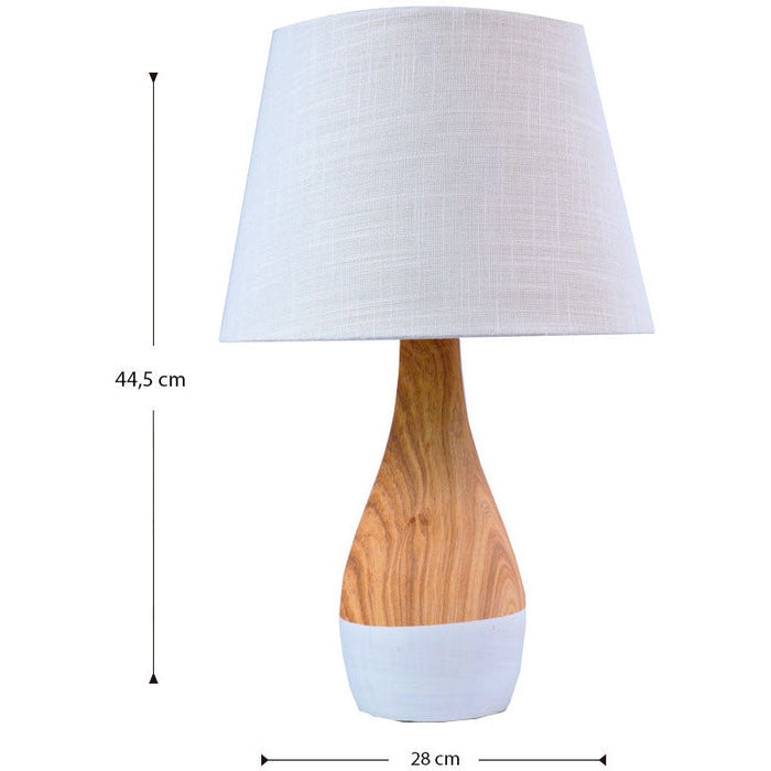 LAMP. MESA BLANCO Y MADERA 1L E27 60W