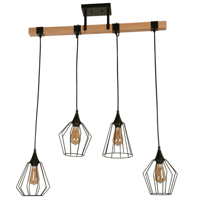 Lámpara Colgante Negro 4L E27 40W