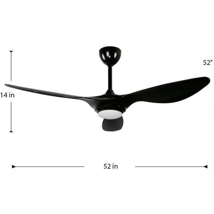 VENTILADOR LED DE TECHO 52" NEGRO 1L 12W 120V 3000K CON CONTROL REMOTO (DC MOTOR)