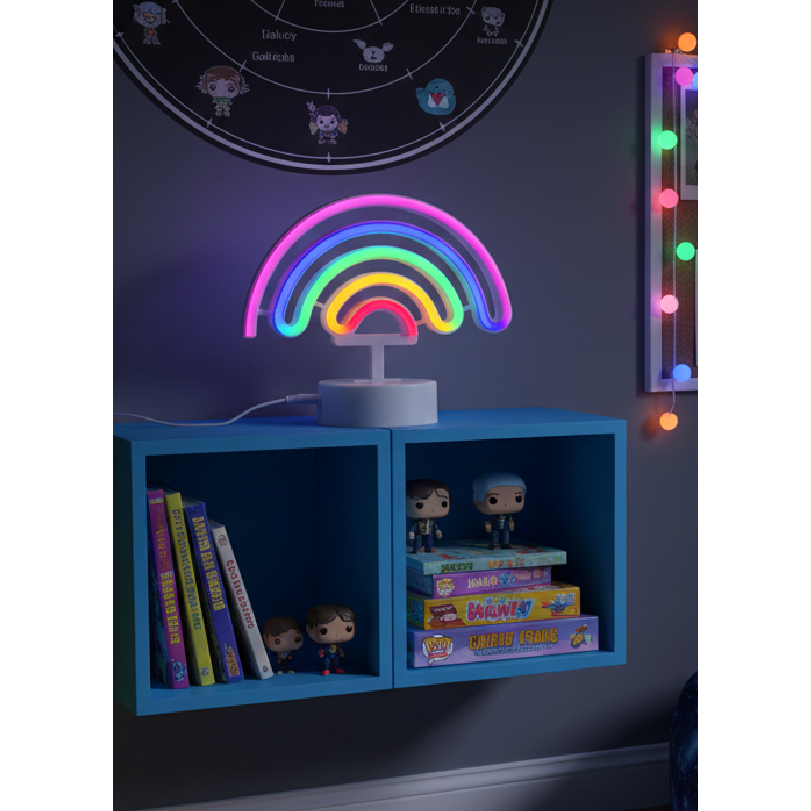 LAMP. LED DE MESA NEON ARCOIRIS INFANTIL 1.5W BATERIA AA N/I