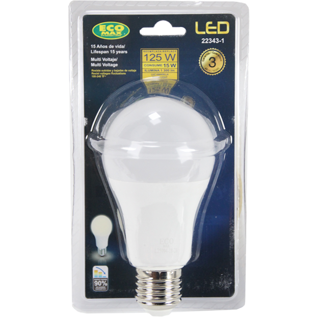 BOMBILLO LED A60 E27 15W 100-240V 3000K