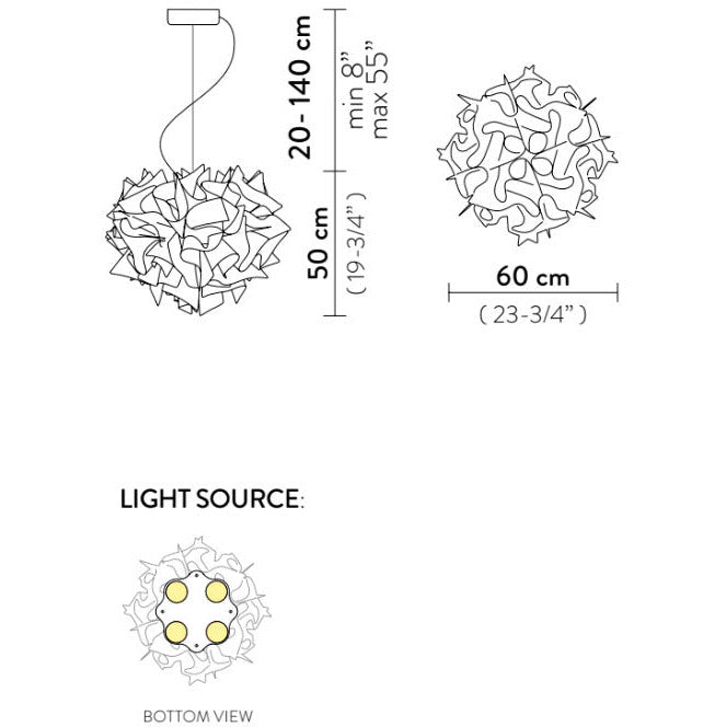 LAMP. COLGANTE LARGO VELI PRISMA 4L E27 20W