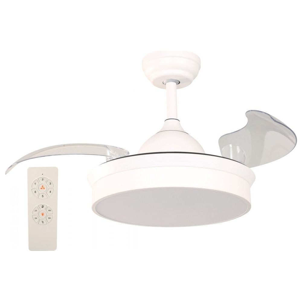 VENTILADOR LED DE TECHO 36" BLANCO 25W 3000/4000/6000K CCT RETRACTIL