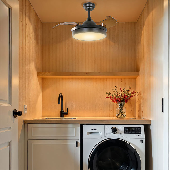 VENTILADOR LED DE TECHO 36" NEGRO 25W 3000/4000/6000K CCT RETRACTIL