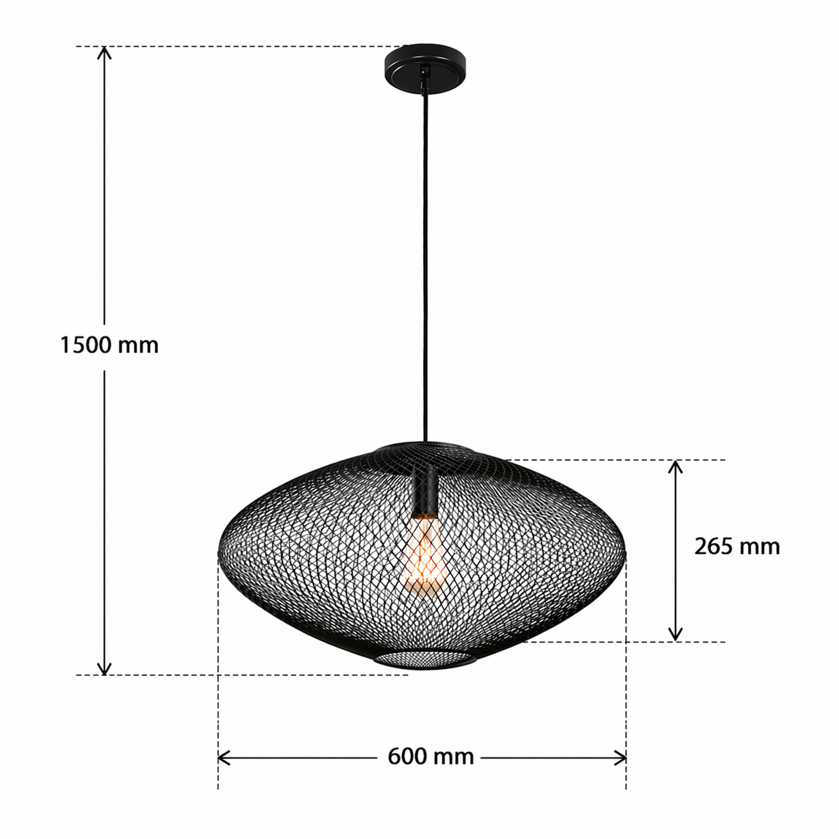 LAMP. COLGANTE NEGRO 1L E27 60W