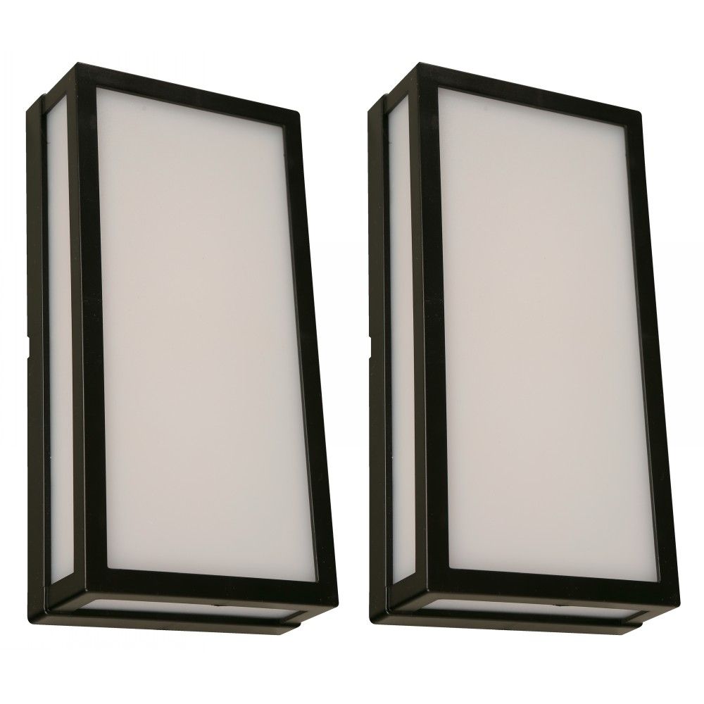 LAMP. LED EXT. DE PARED NEGRO 12W 100-240V 6500K 2 PIEZAS