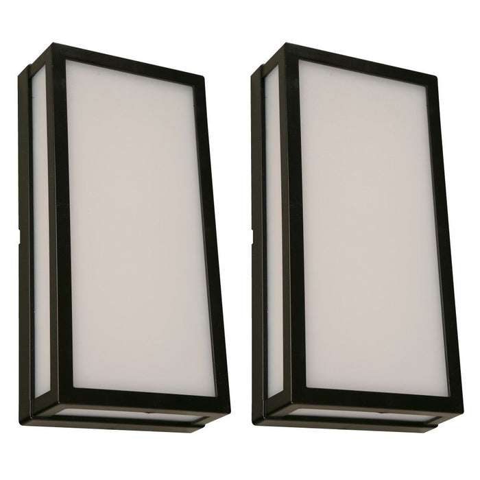 LAMP. LED EXT. DE PARED NEGRO 12W 100-240V 6500K 2 PIEZAS