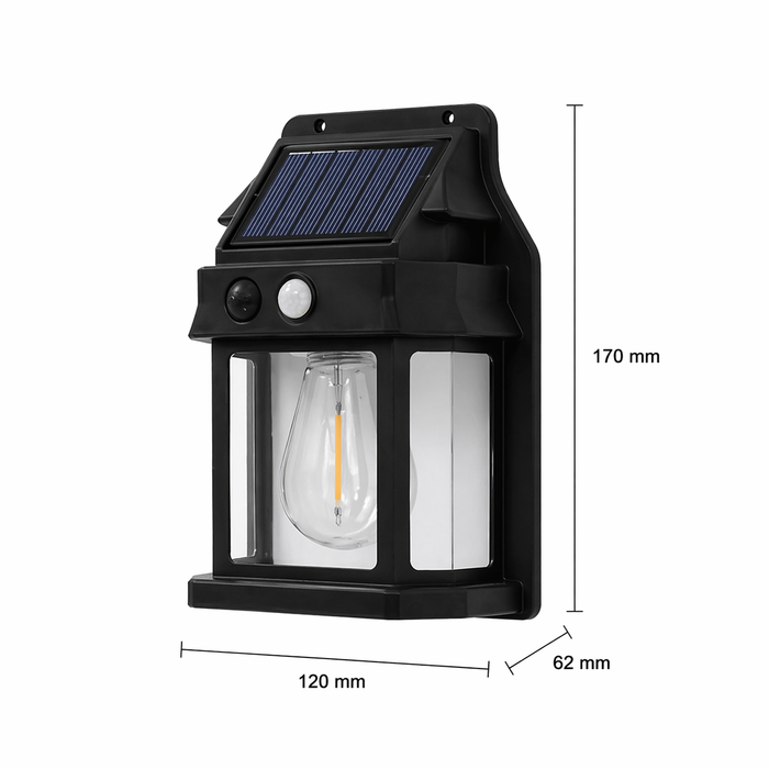 Lámpara LED exterior solar de pared negro 3W 3000K – Twin Pack con sensor