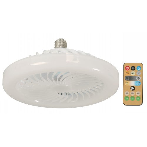 VENTILADOR LED DE TECHO BLANCO 9" DC E27 18W 100-240V 3000K-4000K-6000K CONTROL REMOTO