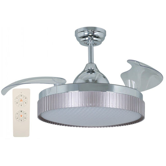VENTILADOR LED DE TECHO ACAB. CROMO DC 42" 36W 3000/4000/6500K RETRACTIL CCT EN EL SWITCH