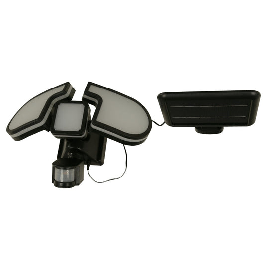 LAMP. LED EXT. SOLAR REFLECTORA NEGRO 2L 12W 3.7V 6500K (SENSOR DE MOVIMIENTO Y LUZ)