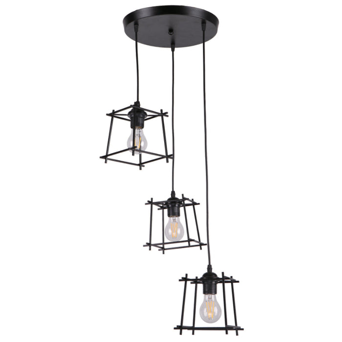 LAMP. COLGANTE NEGRO 3L E27 60W