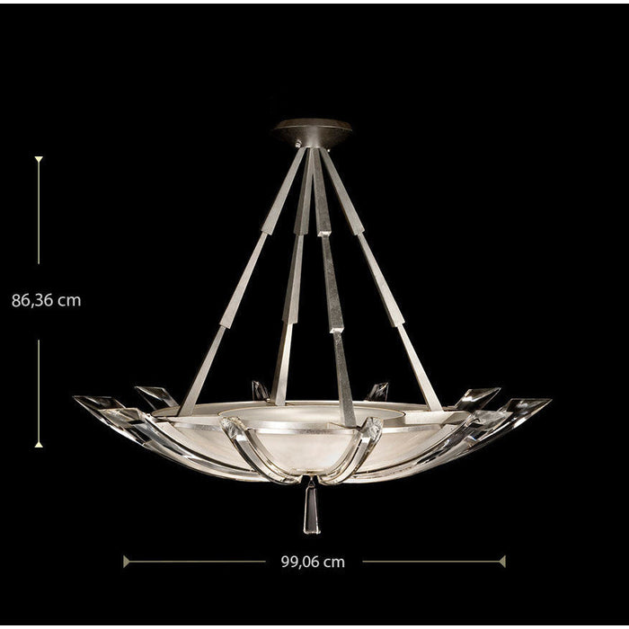LAMP. COLGANTE CRISTAL ROUND VOL PLATEADO 3L E27 60W