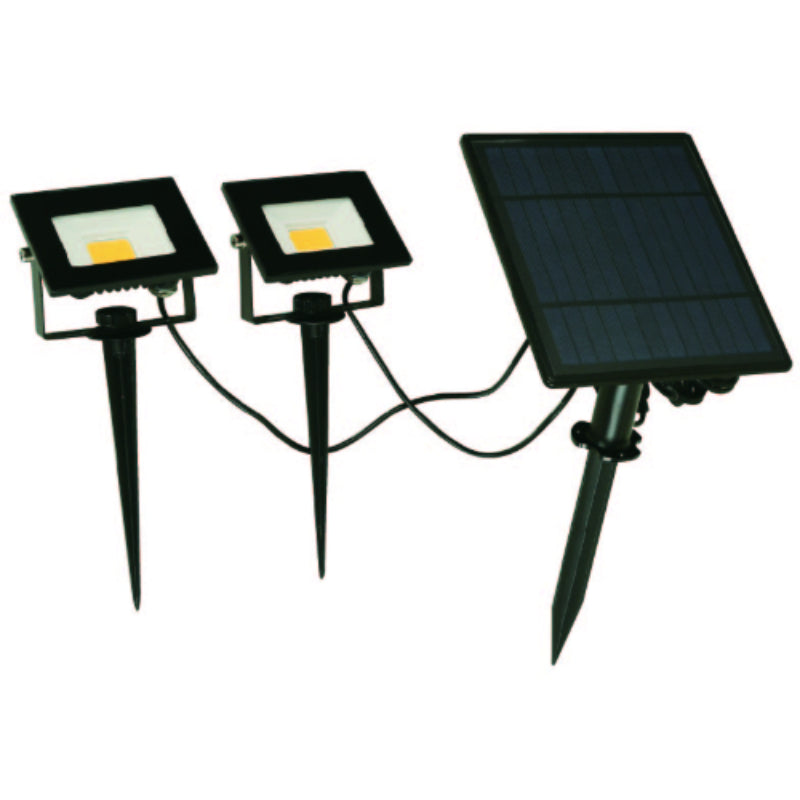 LAMP. EXT. LED ESTACA SOLAR NEGRO 6W 3.7V 3000K 2PIEZAS