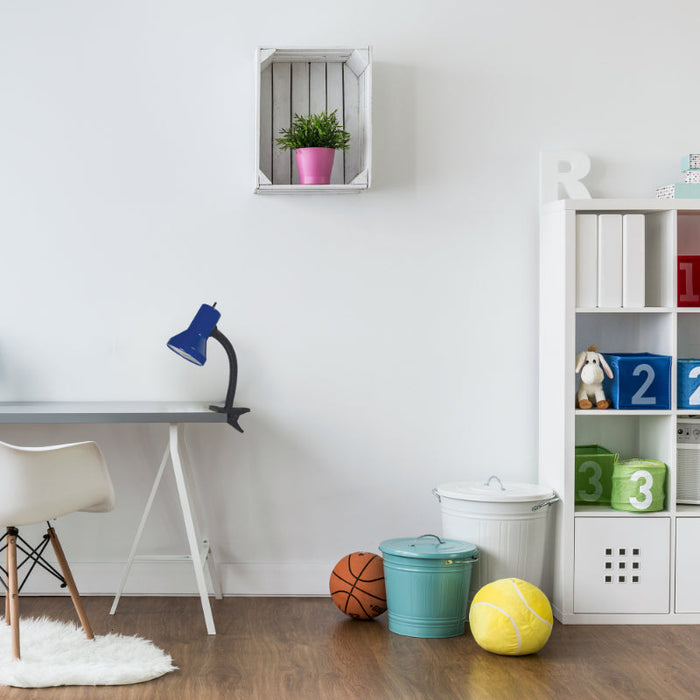 LAMP. ESCRITORIO DE HORQUILLA AZUL Y NEGRO 1L E27 40W