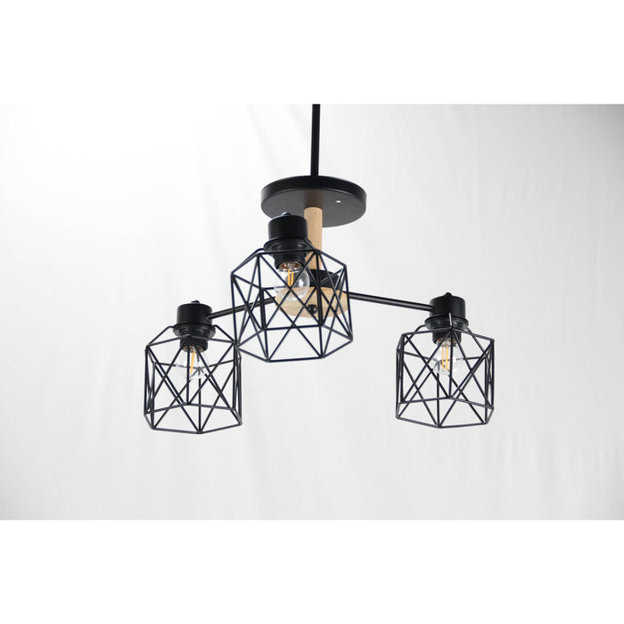 Lámpara Techo Negro 3L E27 40W