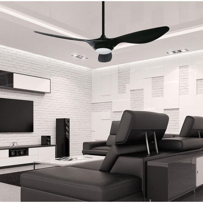 VENTILADOR LED DE TECHO 52" NEGRO 1L 12W 120V 3000K CON CONTROL REMOTO (DC MOTOR)