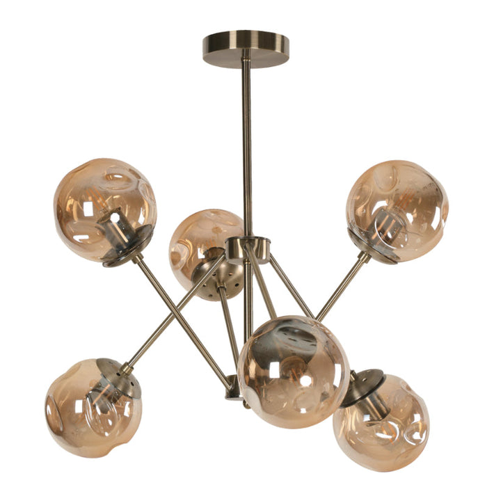 LAMP. TECHO BRONCE ANTIGUO 6L E27 40W