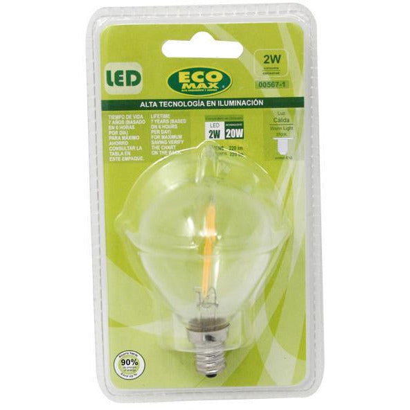 BOMBILLO LED FILAMENTO G45 E12 2W 120V 2700K