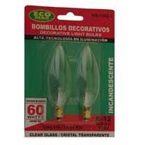 BOMBILLO INCANDESCENTE VELA E12 60W CLEAR TWIN PACK