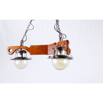 LAMP. COLGANTE MADERA 3L E27 60W