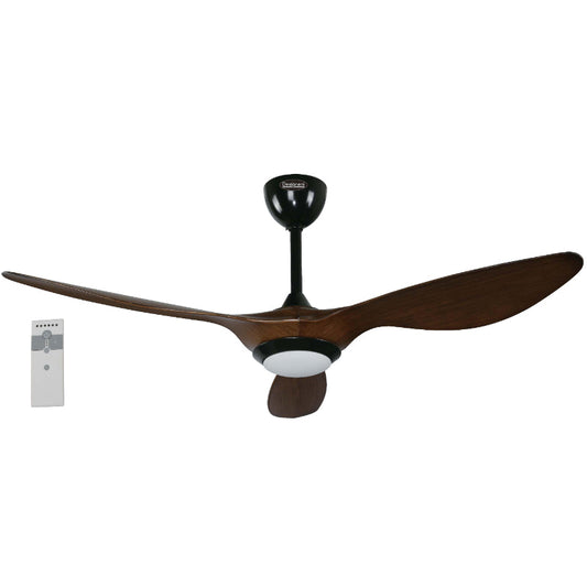 Ventilador Led De Techo 52" Negro Y Acab. Madera 1L 12W 120V 3000K Con Control Remoto (Dc Motor)