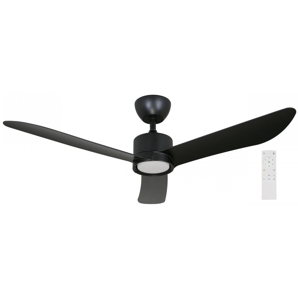 VENTILADOR LED DE TECHO EXT. NEGRO 52" DC 20W 3000/4000/5000K CCT CONTROL REMOTO