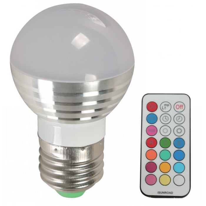 BOMBILLO LED G45 E27 3W 100-277V RGB CON CONTROL REMOTO